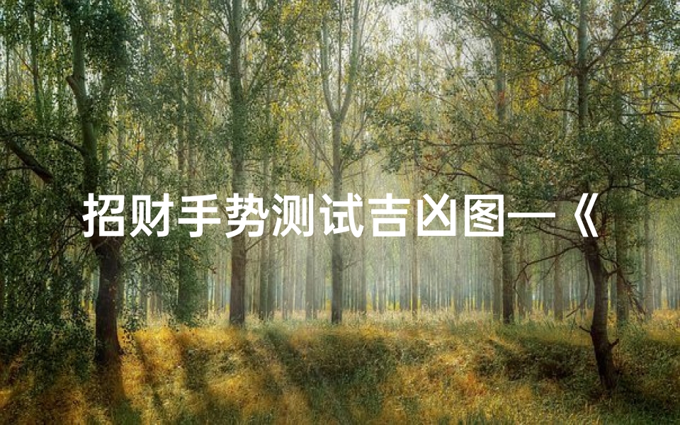 招财手势测试吉凶图—《招财手势测吉凶：一招辨运势，揭秘财运密码》