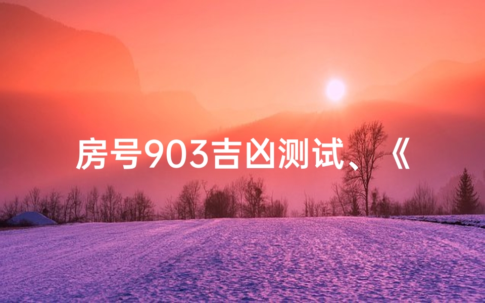 房号903吉凶测试、《揭秘903房号：吉凶测试背后的玄机》