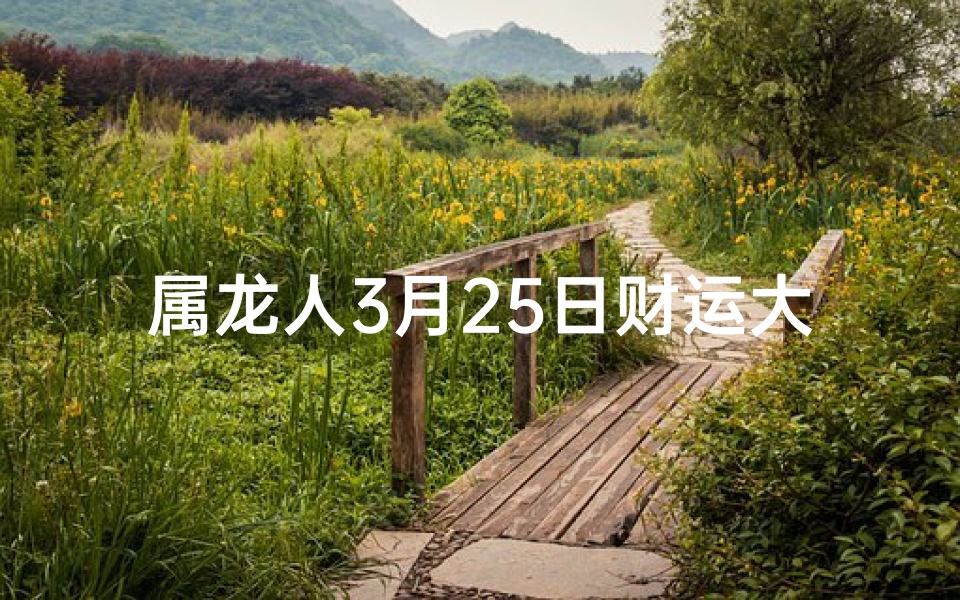 属龙人3月25日财运大爆发：横财连连喜从天降